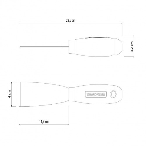 Espátula rígida 4 cm em aço com cabo de madeira Espátula rígida 4 cm em aço com cabo de madeira