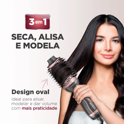 Escova secadora 1200W 3 em 1 Grey Rose Keratin - ES-11-BI  110V/220V Escova secadora 1200W 3 em 1 Grey Rose Keratin - ES-11-BI  110V/220V