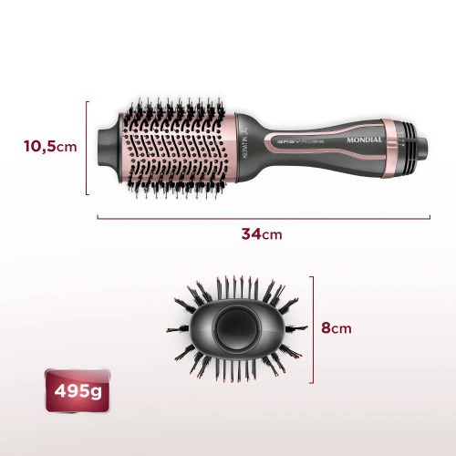 Escova secadora 1200W 3 em 1 Grey Rose Keratin - ES-11-BI  110V/220V Escova secadora 1200W 3 em 1 Grey Rose Keratin - ES-11-BI  110V/220V