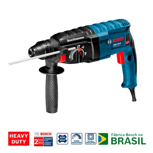 Martelete Perfurador Rompedor 820W 2,7 joules com 5 brocas Sds Plus GBH2-24D 220V Martelete Perfurador Rompedor 820W 2,7 joules com 5 brocas Sds Plus GBH2-24D 220V