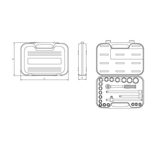 Jogo de soquetes estriados 8 a 32 mm encaixe 1/2