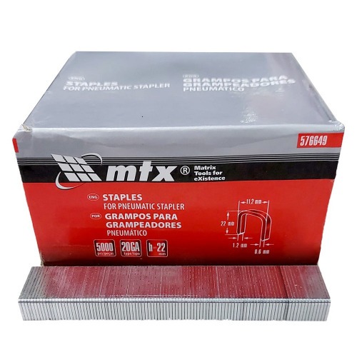 Grampo para grampeador pneumático 22 mm com 5000 peças - 576649 Grampo para grampeador pneumático 22 mm com 5000 peças - 576649