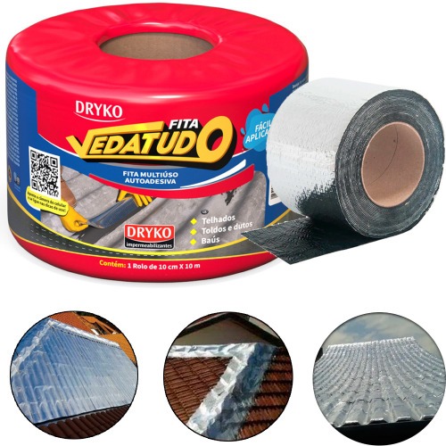 Fita manta asf�ltica auto adesiva aluminizada multiuso 10 cm x 10 m - VEDATUDO