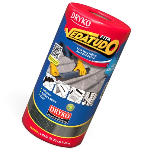 Fita manta asf�ltica auto adesiva aluminizada multiuso 30 cm x 10 m - Vedatudo