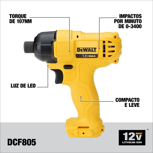 Combo Furadeira Parafusadeira de impacto DCD716 + Parafusadeira de impacto DCF805 12V - DCK202C2T-BR 110V/220V Combo Furadeira Parafusadeira de impacto DCD716 + Parafusadeira de impacto DCF805 12V - DCK202C2T-BR 110V/220V