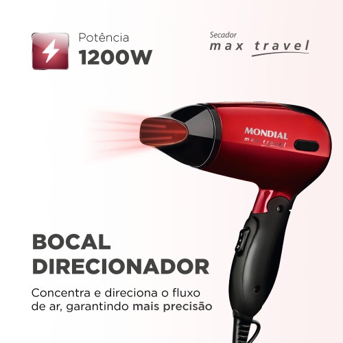 Secador de cabelo 1200 watts dobrvel Max Travel - SC-10  110V/220V