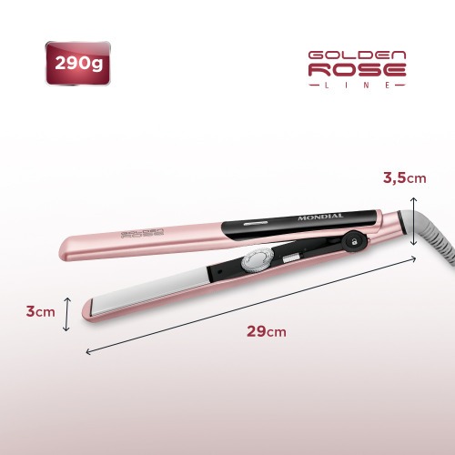 Prancha Chapinha Alisadora cabo giratório Golden Rose - P-20 Prancha Chapinha Alisadora cabo giratório Golden Rose - P-20