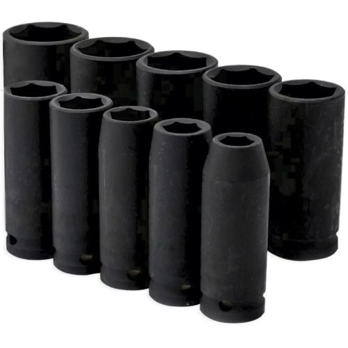 Jogo de soquete de impacto sextavado longo 10 a 24 mm 1/2