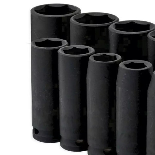 Jogo de soquete de impacto sextavado longo 10 a 24 mm 1/2