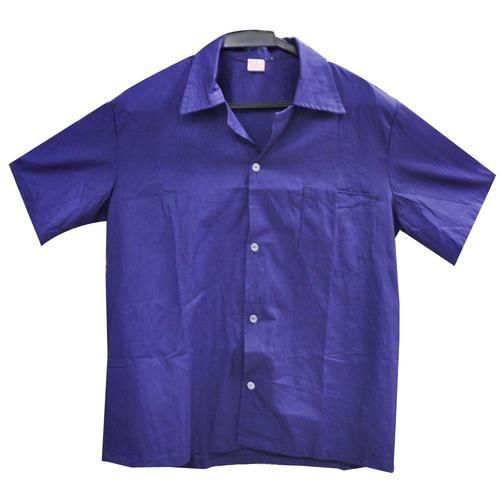 Camisa de brim uniforme manga curta Azul