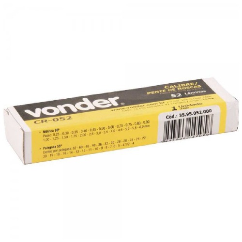 Calibre tipo pente rosca 52 l�minas - CR-052