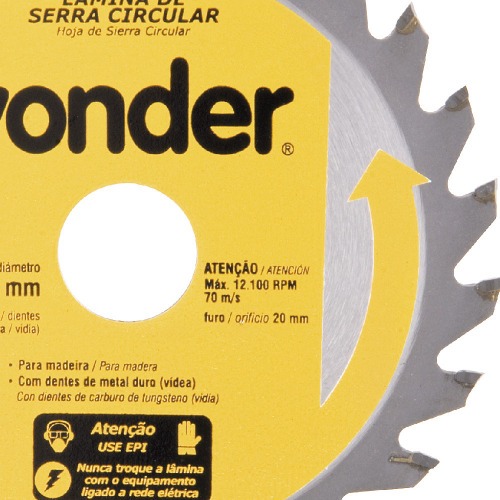 Disco de serra para madeira 110 x 20 x 24 dentes com 3 peas