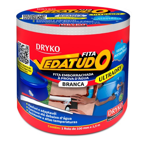 Fita adesiva reparadora uso geral 100 mm x 1,5 m -  Vedatudo Ultradry