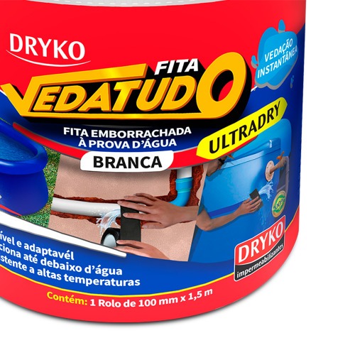 Fita adesiva reparadora uso geral 100 mm x 1,5 m -  Vedatudo Ultradry