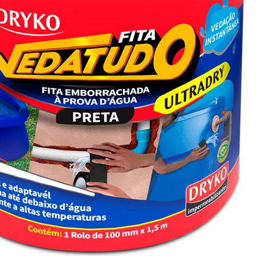 Fita adesiva reparadora uso geral 100 mm x 1,5 m - Vedatudo Ultradry Fita adesiva reparadora uso geral 100 mm x 1,5 m - Vedatudo Ultradry