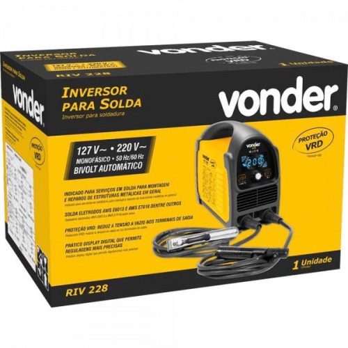 Inversora de solda 200A para eletrodo revestido e tig - RIV 228  110V/220V