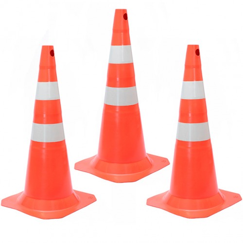 Kit 3 Cones para sinaliza��o 75 cm com 2 faixas - RM-41