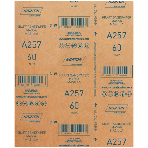Folha de lixa para massa 225 x 275 mm - A257