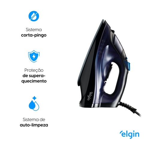 Ferro de passar a vapor 2000W base cermica anti calcio - Iron Glidee  220V