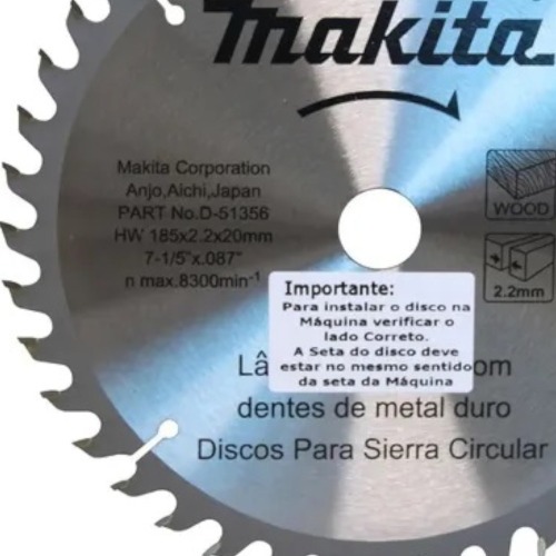 Disco de serra para madeira 185 x 20 x 40 dentes - D-51356