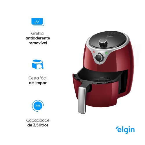 Fritadeira eltrica sem leo Air Fryer 3,5L 1240 Watts vermelha - Flash Fryer  110V