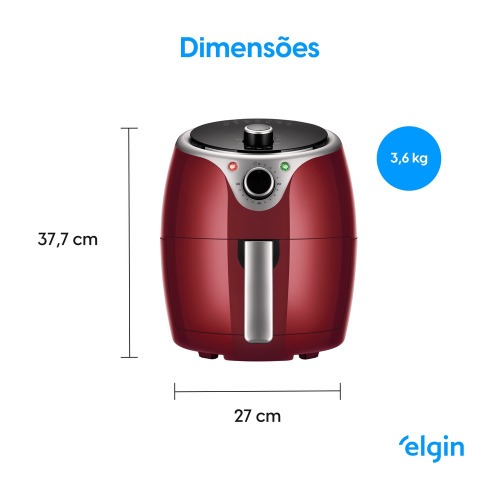 Fritadeira eltrica sem leo Air Fryer 3,5L 1240 Watts vermelha - Flash Fryer  110V