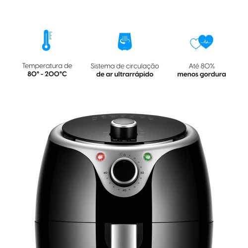 Fritadeira eltrica sem leo Air Fryer 3,5 L 1240 Watts preta- Flash Fryer  110V