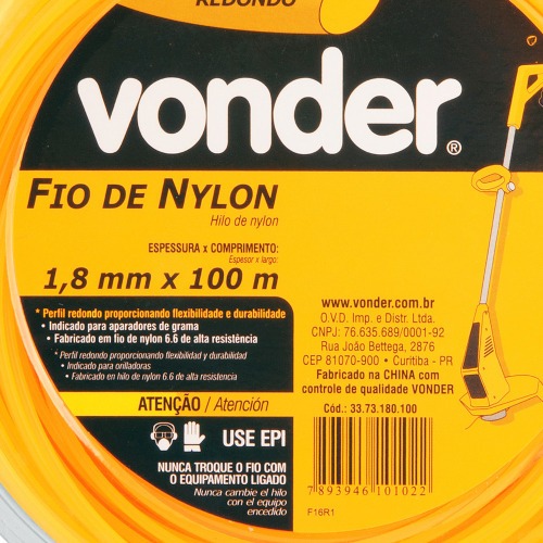 Fio de nylon para aparador de grama 1,8 mm x 100 metros