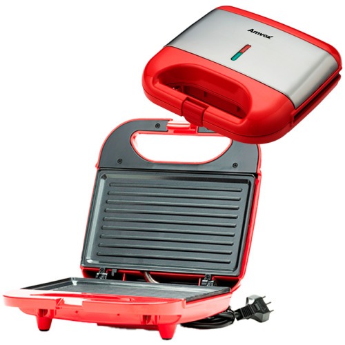 Sanduicheira Grill antiaderente 750 watts inox - AMS 500 Red  220V
