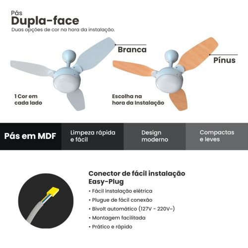 Ventilador de teto 3 pás Inverter dupla face com controle remoto - Legacy 110V/220V Ventilador de teto 3 pás Inverter dupla face com controle remoto - Legacy 110V/220V