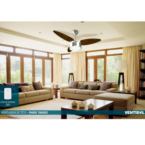 Ventilador de teto 3 pás em mdf dupla face - Fharo 110V Ventilador de teto 3 pás em mdf dupla face - Fharo 110V
