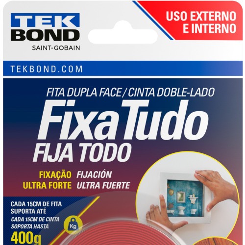 Fita dupla face acrlica 12 mm x 2 m uso externo - Fixa Tudo