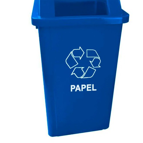 Cesto coletor de lixo 60L com tampa com adesivo - CC61AZ Cesto coletor de lixo 60L com tampa com adesivo - CC61AZ