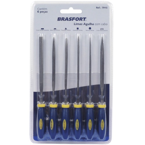 Jogo de limas agulha com cabo 6 peas - 7915