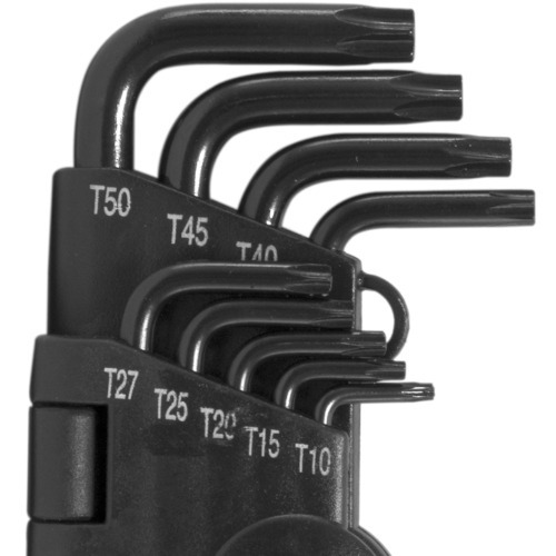 Jogo de chave hexalobular t-10 a t-50 a�o cromo van�dio com 9 pe�as