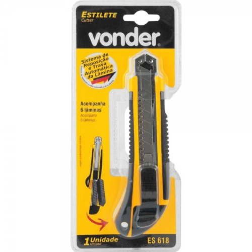 Estilete largo 18 mm emborrachado com 6 lminas - ES618