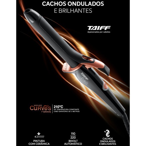 Modelador de cachos 25 mm  210°C - Curves  110V/220V Modelador de cachos 25 mm  210°C - Curves  110V/220V