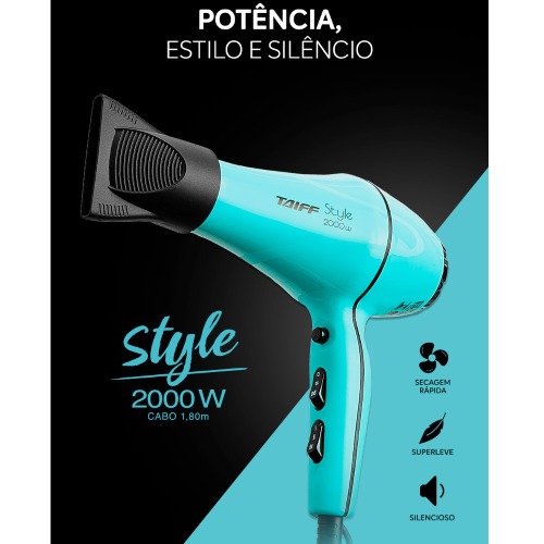 Secador de cabelo 2000 watts 3 temperaturas - Style azul tiffany  220V