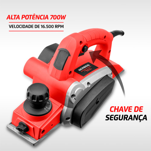 Plaina eltrica 700 watts corte por passada de 2 mm - FPL-02  110V
