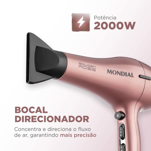 Secador de cabelo profissional 2000W Golden Rose - SCP-01  110V Secador de cabelo profissional 2000W Golden Rose - SCP-01  110V