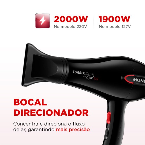 Secador de cabelo 1.900 watts Turbo Color Red - SC-41  220V Secador de cabelo 1.900 watts Turbo Color Red - SC-41  220V