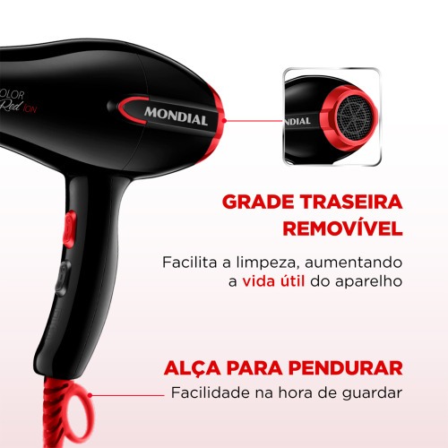 Secador de cabelo 1.900 watts Turbo Color Red - SC-41  220V Secador de cabelo 1.900 watts Turbo Color Red - SC-41  220V