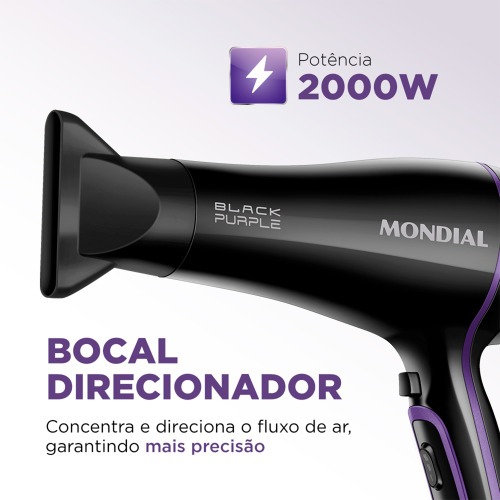 Secador de cabelo 2.000 watts Black Purple SCN-01 110V Secador de cabelo 2.000 watts Black Purple SCN-01 110V