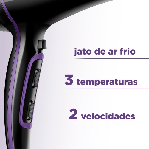 Secador de cabelo 2.000 watts Black Purple SCN-01 110V Secador de cabelo 2.000 watts Black Purple SCN-01 110V