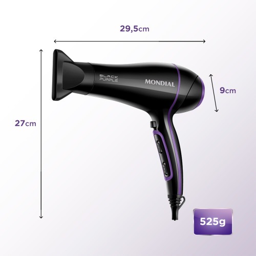 Secador de cabelo 2.000 watts Black Purple SCN-01 110V Secador de cabelo 2.000 watts Black Purple SCN-01 110V