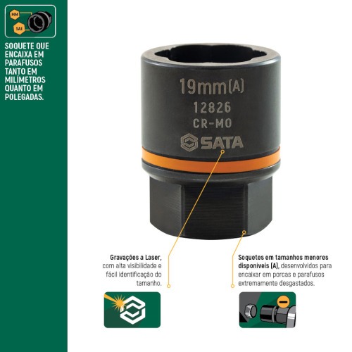 Jogo de soquete Bolt Biter 7 a 19 mm encaixe 1/4 Jogo de soquete Bolt Biter 7 a 19 mm encaixe 1/4