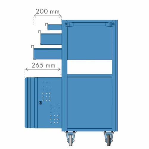 Carrinho para ferramentas com 3 gavetas e 2 portas 