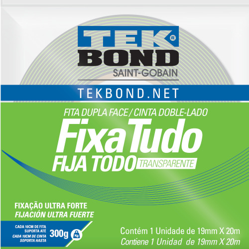 Fita dupla face acrlica 19 mm x 20 m uso interno - Fixa Tudo