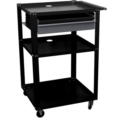 Rack m�vel aberto para computador com gaveta - Dark