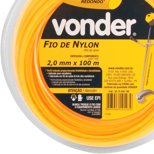 Fio de nylon redondo 2,0 mm x 100 metros para ro�adeira